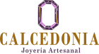Logo de Calcedonia Joyería Artesanal con ícono de gema en tonos morados